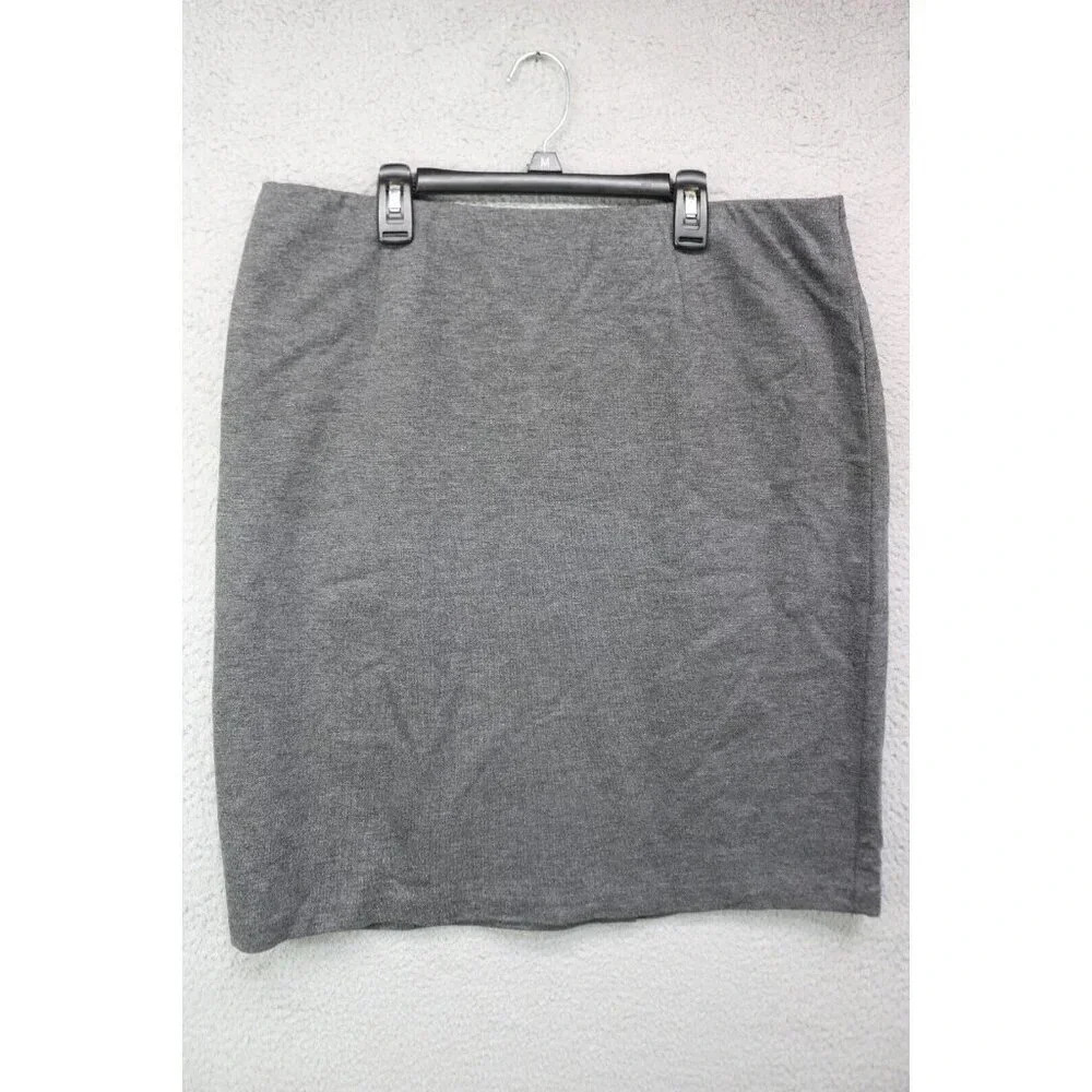J.Jill Stretch Gray Skirt-Size Large-Pull On-Back Slit